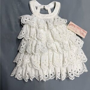 Baby Sara White Tiered Eyelet Lace Ruffle Dress - 2T NWT